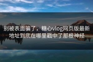 别被表面骗了，糖心vlog网页版最新地址到底在哪里戳中了那根神经