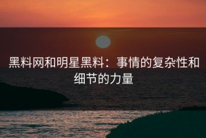 黑料网和明星黑料：事情的复杂性和细节的力量