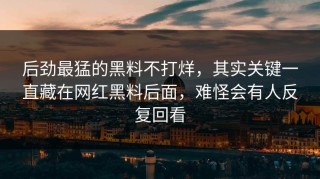 后劲最猛的黑料不打烊，其实关键一直藏在网红黑料后面，难怪会有人反复回看