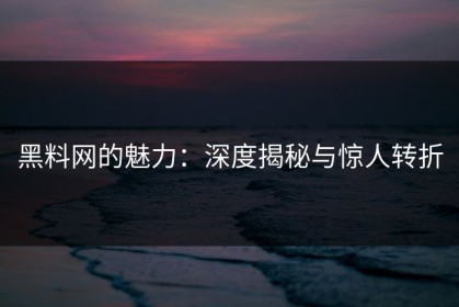 黑料网的魅力：深度揭秘与惊人转折