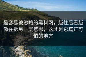 最容易被忽略的黑料网，越往后看越像在拆另一层意思，这才是它真正可怕的地方