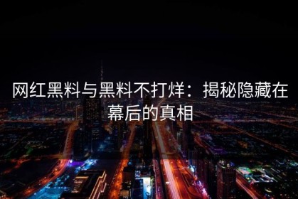网红黑料与黑料不打烊：揭秘隐藏在幕后的真相