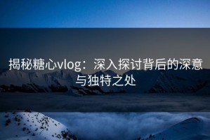 揭秘糖心vlog：深入探讨背后的深意与独特之处