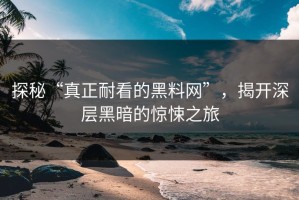 探秘“真正耐看的黑料网”，揭开深层黑暗的惊悚之旅