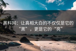 黑料网：让真相大白的不仅仅是它的“黑”，更是它的“亮”