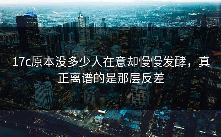 17c原本没多少人在意却慢慢发酵，真正离谱的是那层反差