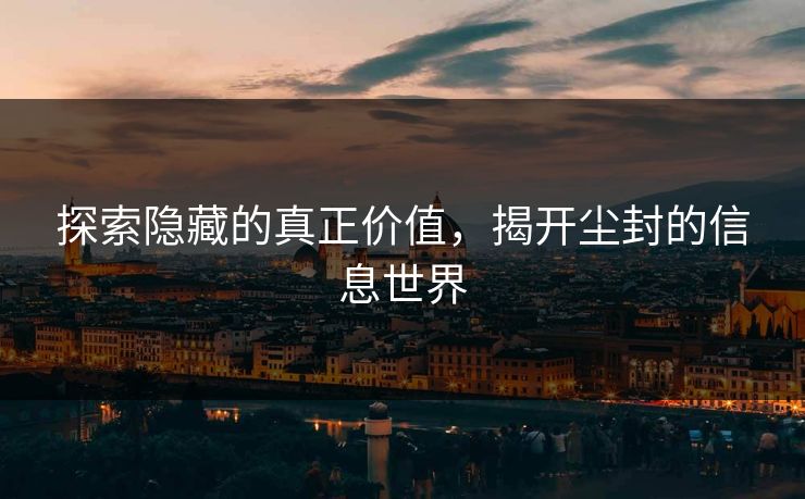 探索隐藏的真正价值，揭开尘封的信息世界