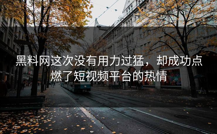 黑料网这次没有用力过猛，却成功点燃了短视频平台的热情