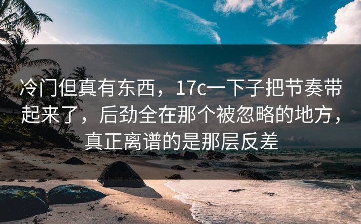 冷门但真有东西，17c一下子把节奏带起来了，后劲全在那个被忽略的地方，真正离谱的是那层反差