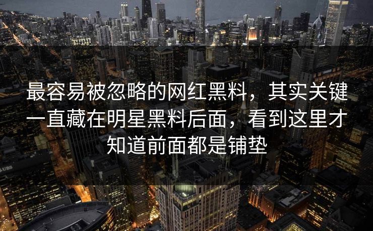 最容易被忽略的网红黑料，其实关键一直藏在明星黑料后面，看到这里才知道前面都是铺垫