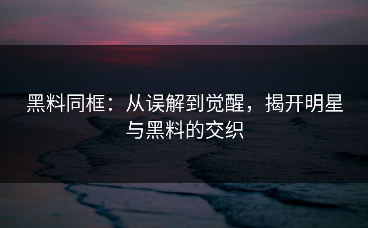 黑料同框：从误解到觉醒，揭开明星与黑料的交织