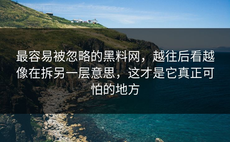 最容易被忽略的黑料网，越往后看越像在拆另一层意思，这才是它真正可怕的地方