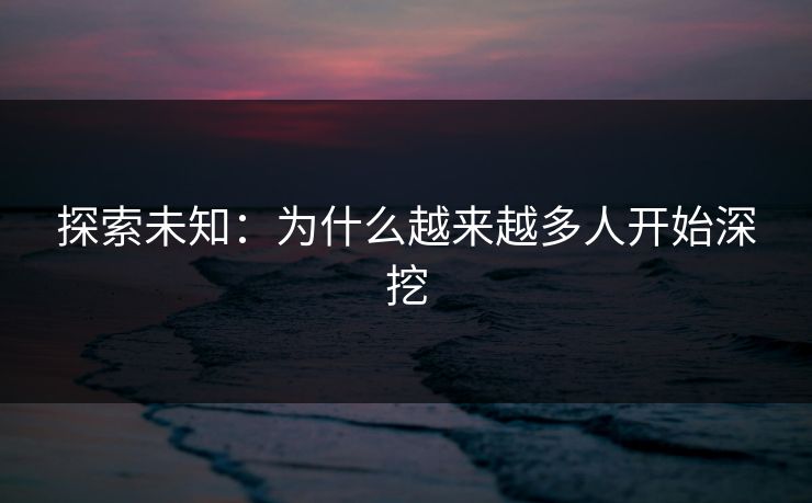 探索未知：为什么越来越多人开始深挖