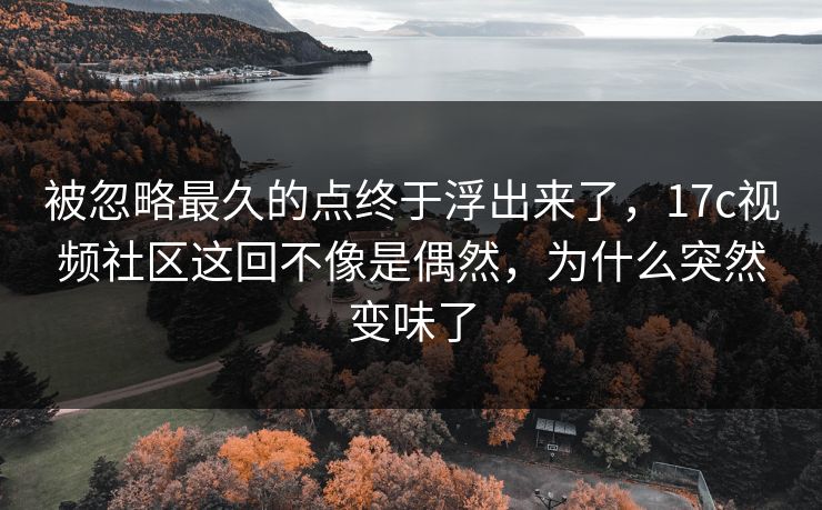 被忽略最久的点终于浮出来了，17c视频社区这回不像是偶然，为什么突然变味了