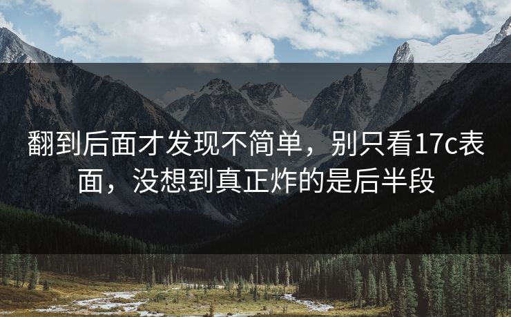 翻到后面才发现不简单，别只看17c表面，没想到真正炸的是后半段