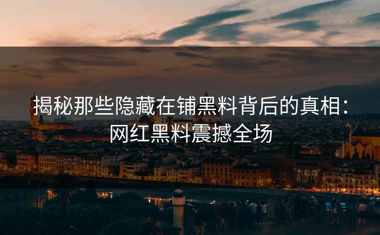 揭秘那些隐藏在铺黑料背后的真相：网红黑料震撼全场