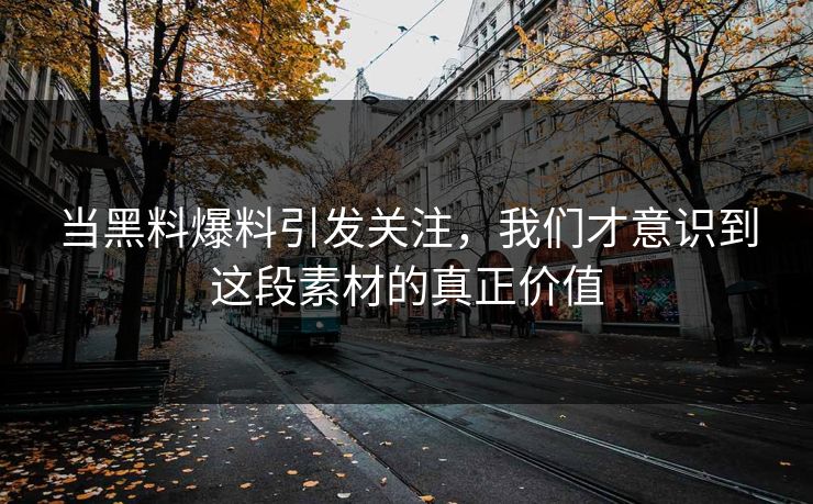 当黑料爆料引发关注，我们才意识到这段素材的真正价值